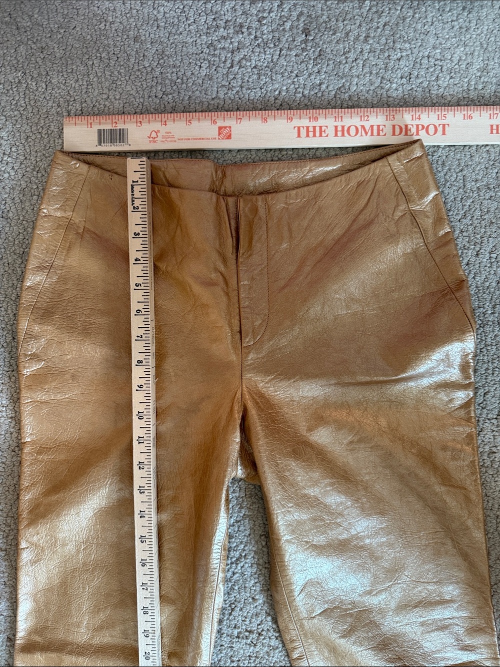 Banana Republic Vintage Gold Genuine Leather Pants Lined Split Leg | Size 6 - Picture 11 of 13